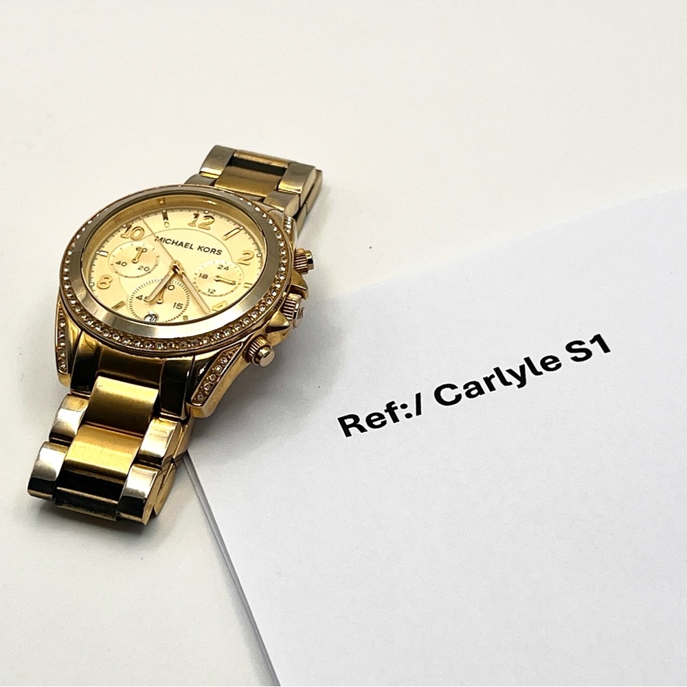 Michael Kors Blair Glitz Womens Watch MK5166 Gold Crystal Bezel 6" New Battery - Picture 13 of 13
